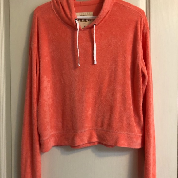 Coral Terry Cloth Hollister Hoodie - Picture 2 of 4